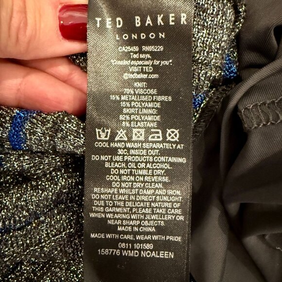 Ted Baker Dvana Frilled Trim Ribbed Sweater Black Metallic NWT - Size XS - Picture 10 of 10